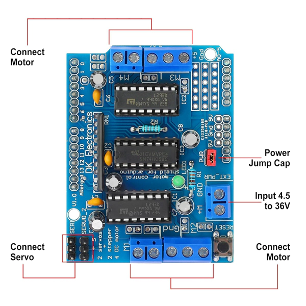 L293D Multi Motor Driver Shield For Arduino-SLAEX039 - Image 3