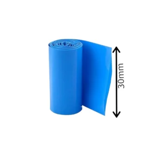 30mm PVC Heat Shrink Sleeve Blue for Lithium Cell Battery Pack (1Mtr)