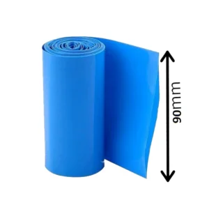 90mm PVC Heat Shrink Sleeve Blue for Lithium Cell Battery Pack (1Mtr)
