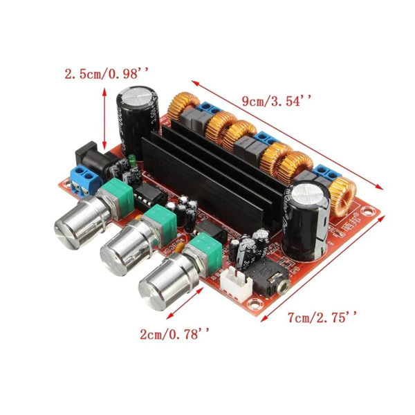 XH-M139 DC12-24V TPA3116D2 2.1 Channel Digital Subwoofer 2*50W+1*100W Power Amplifier Board - Image 2