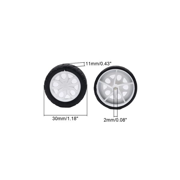 30x11mm DIY Plastic Wheels for 2mm Shaft RC Toys Motor-White - Image 3