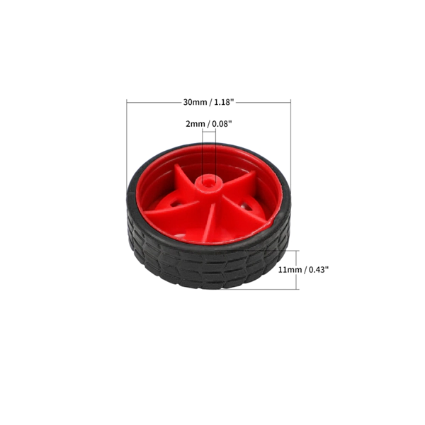 30x11mm DIY Plastic Wheels for 2mm Shaft RC Toys Motor-Red - Image 4