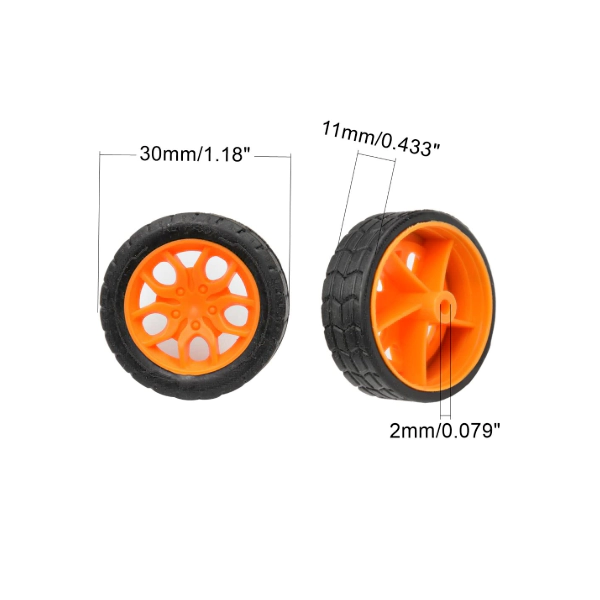 30x11mm DIY Plastic Wheels for 2mm Shaft RC Toys Motor-Yellow - Image 4